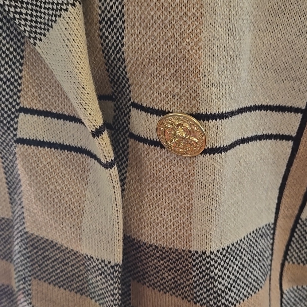 Anne Klein NWT Plaid Double-Breasted Women's Cardigan Size Medium Retail 149.00 - Picture 3 of 11